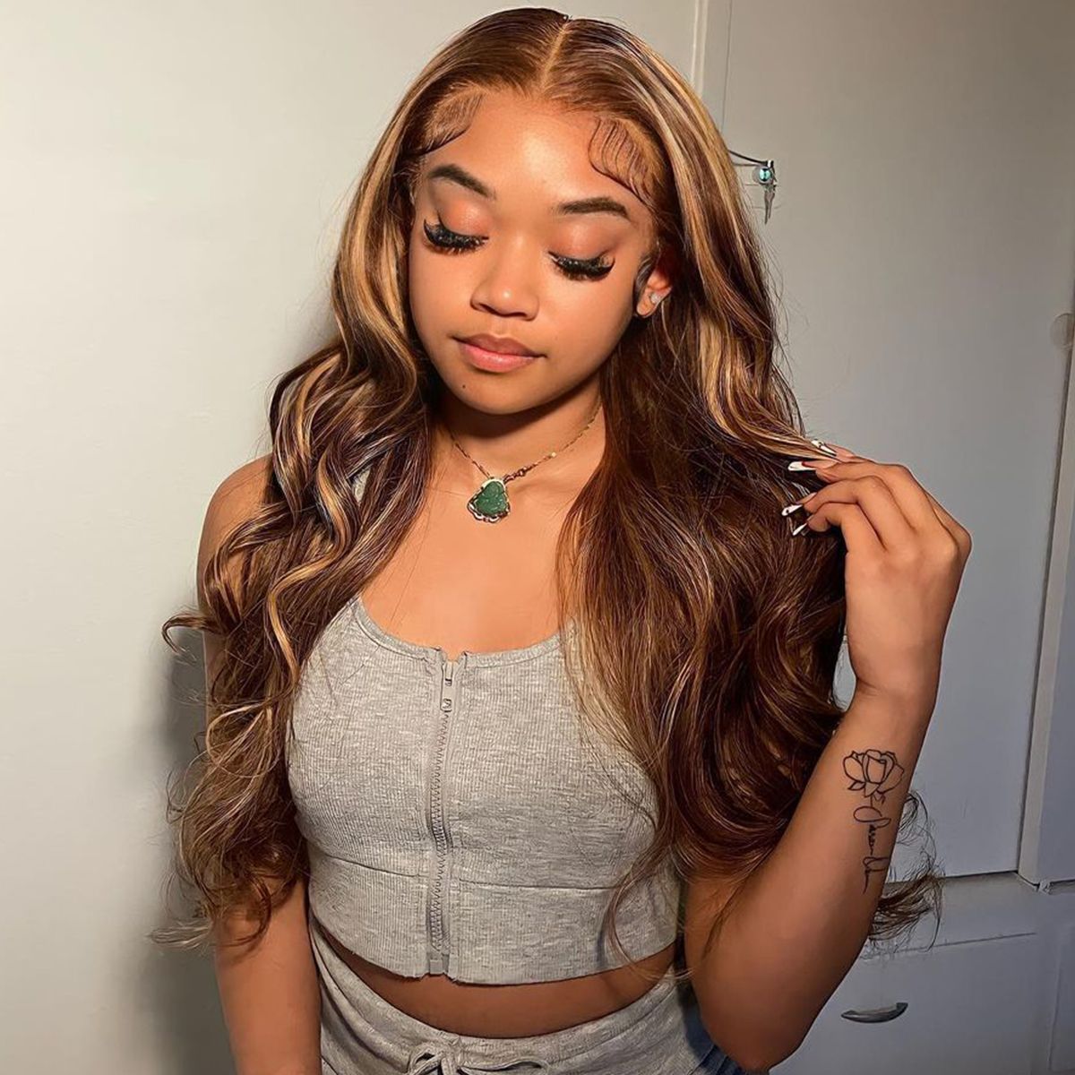 4x4 Lace Closure Coloured Human Hair Body Wave Wig