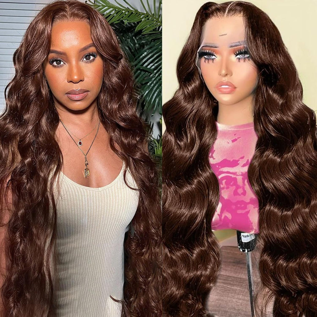 13x4 Lace Frontal Human Hair Wig Brown Body Wave Wig