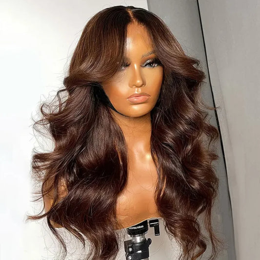 Pre Everything Glueless 13x5 Body Wave Lace Front Wig With Bangs  HD Pre Cut Lace Human Hair Wig