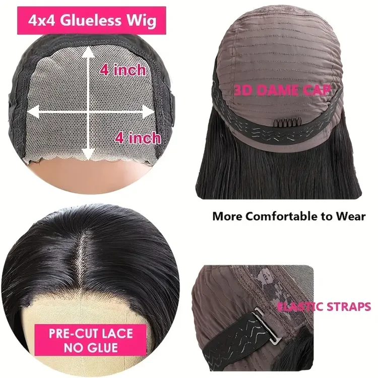 Glueless Wigs 70% Human Hair Pre Plucked Pre Cut 200 Density Transparent HD Lace Frontal Wigs 4x4 Loose Deep Wave Wigs