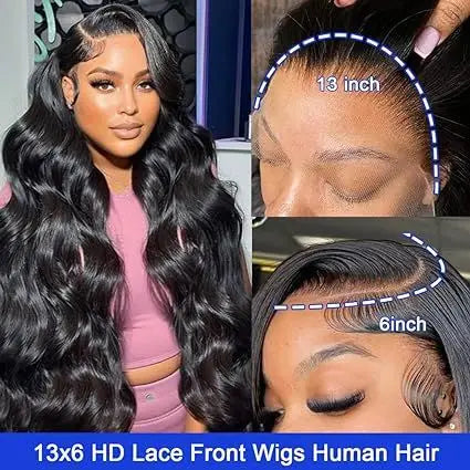 Body Wave Double Drawn 13x6 Hd Human Hair Lace Front Wigs Pre Plucked Hairline for Black Women HD Lace Frontal Wigs Human Hair