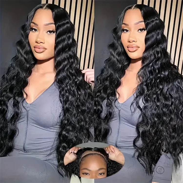 Glueless Wigs 70% Human Hair Pre Plucked Pre Cut 200 Density Transparent HD Lace Frontal Wigs 4x4 Loose Deep Wave Wigs