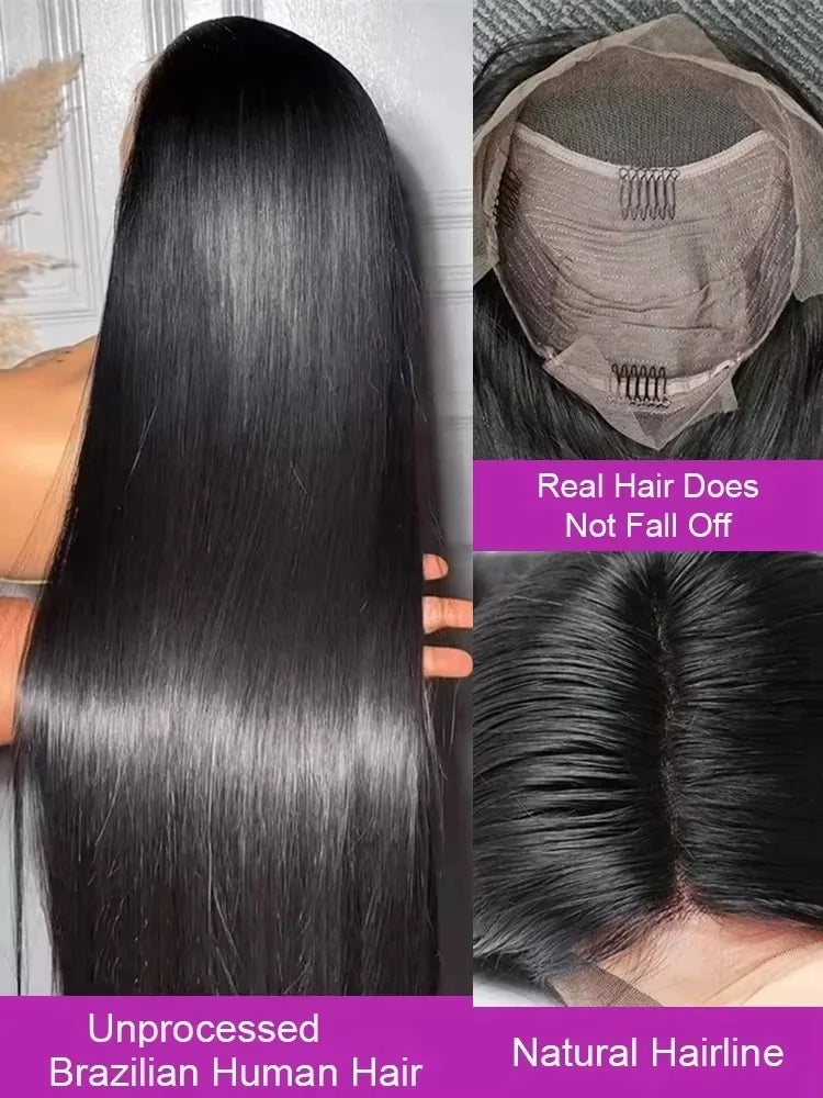 30 Inch 13x4 Transparent Straight Wig Human Hair Brazilian Hair Lace Frontal Wig for Women Preplucked Hd Lace Wig