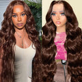 13x4 Lace Frontal Human Hair Wig Brown Body Wave Wig