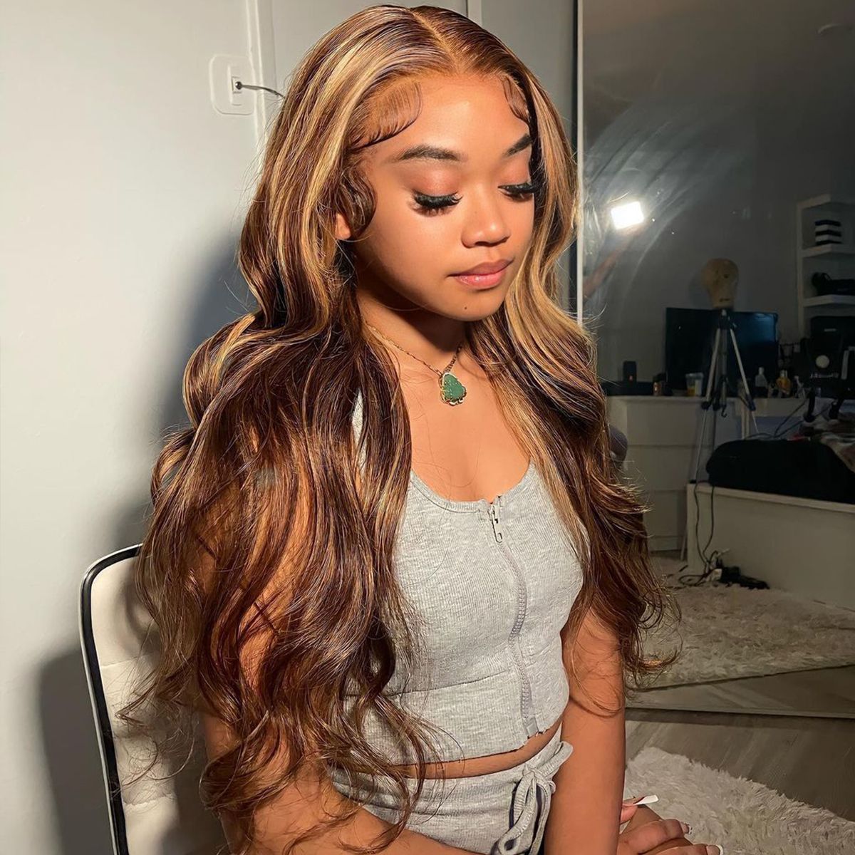 4x4 Lace Closure Coloured Human Hair Body Wave Wig